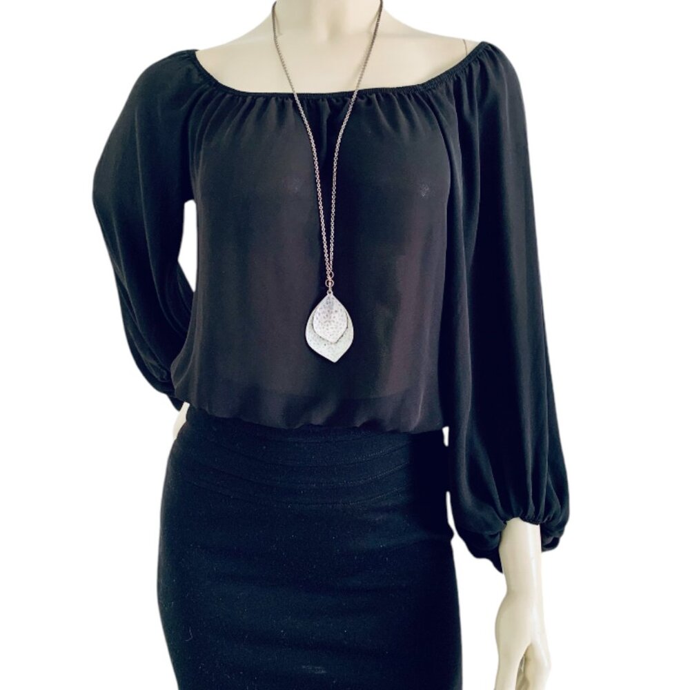 OFF SHOULDER BLACK WOMEN'S TOP BLOUSE SIZE M